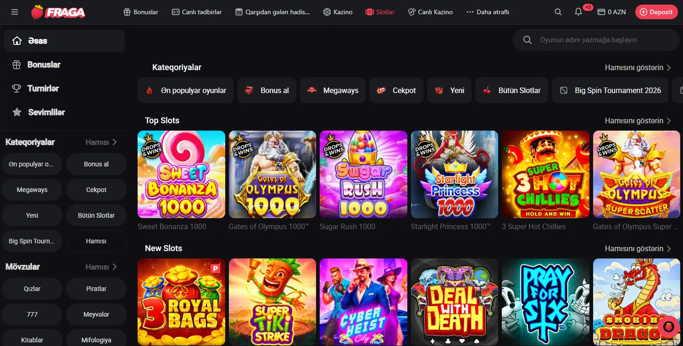 Azərbaycanın müasir oyun meydançası: Fraga Casino icmalı